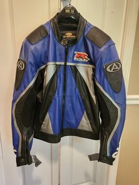 Men's Blue and Black Performance Motorcycle Jacket